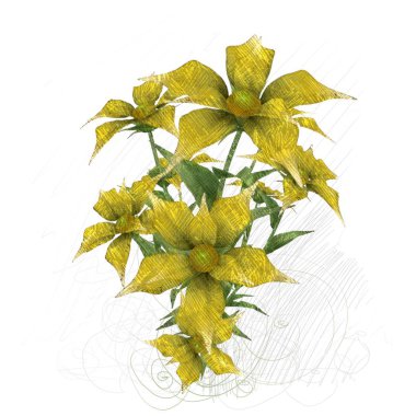 Beyaz arka planda izole dağınık grungy çiçekler