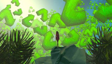 Yeşil arka planda güzel çiçekler