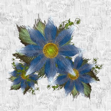 Eskipli arka planda dağınık grungy çiçekler