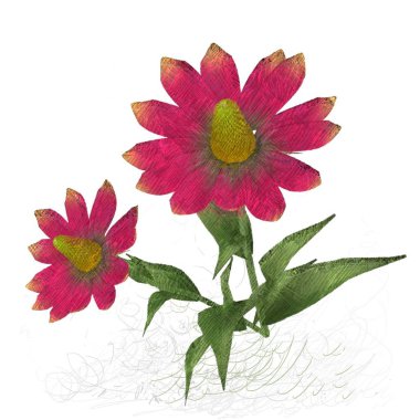 beyaz zemin üzerine suluboya çiçek