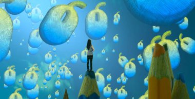 renkli ve mavi arka plan