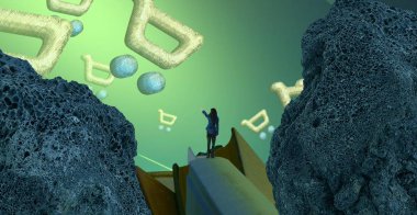 Kumsalda oturan kadın.