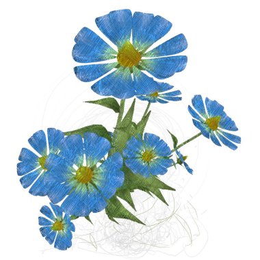 Beyaz arka planda izole dağınık grungy çiçekler