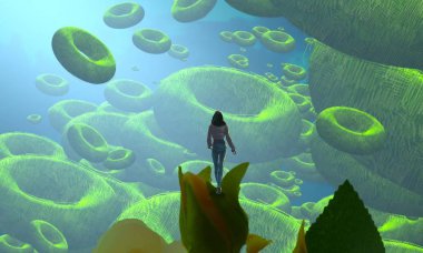 yeşil damlaile soyut arka plan