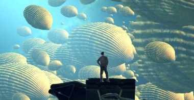 Deniz ve beyaz gökyüzü