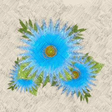 Dekoratif çiçek resmi. Çiçek İllüstrasyon. Vintage botanik sanat. El yapımı çizim.