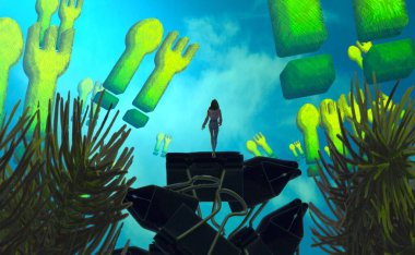 Palmiye ağacı ile soyut arkaplan