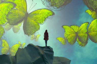 tropikal bir arka plan üzerinde yeşil yapraklar