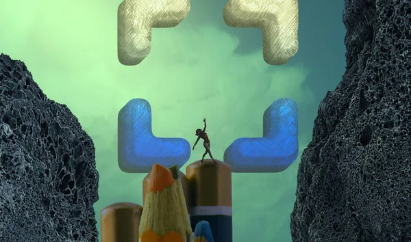 Soyut renkli arka plan, hayal gücü kavramı insan silueti.