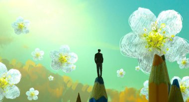 Çiçekli güzel kadın.