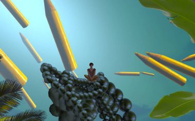 mavi arka plan üzerinde sarı kalemler