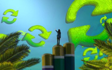 yeşil yaprakları ile sanat arka plan