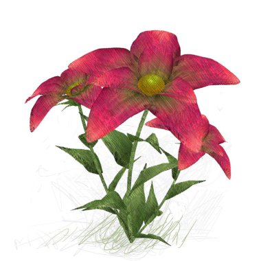 Beyaz arka planda izole dağınık grungy çiçekler