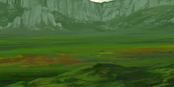 Пейзаж Гор Гуашью Акриловыми Красками — стоковое фото