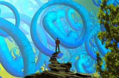 noel ve mavi gökyüzü