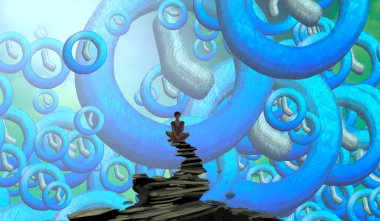 Soyut renkli arka plan, hayal gücü kavramı insan silueti.