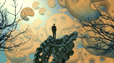 orman ve ay ile vintage manzara