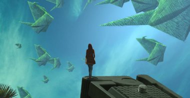 havuzda yeşil bilgisayar