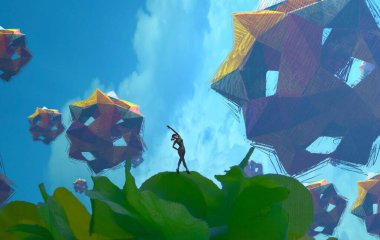 mavi bir arka plan üzerinde renkli çiçekler