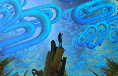 renkli ve mavi arka plan