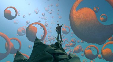 Soyut renkli arka plan, hayal gücü kavramı insan silueti.