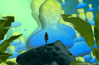 mavi ve yeşil yapraklar