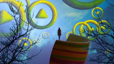 renkli ve yeşil laleler