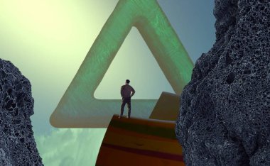 Soyut renkli arka plan, hayal gücü kavramı insan silueti.