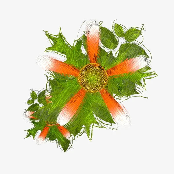 Chaotisch Grungy Blumen Auf Schäbigen Hintergrund — Stockfoto