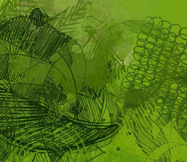 Grunge arka planı yeşil yaprakları ile