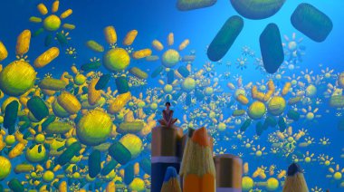 yeşil ve sarı gökyüzü