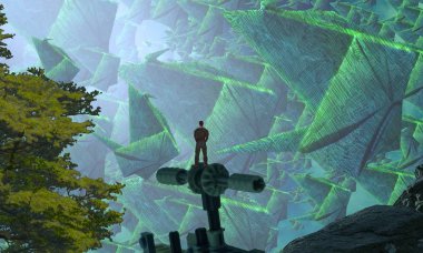 2d illüstrasyon. Soyut rüya gibi motivasyonel görüntü. Hayali dünyada bir rüya da olan kişinin İllüstrasyon. Origami kağıt modeli.