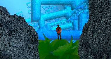 Kayada oturan kadın.