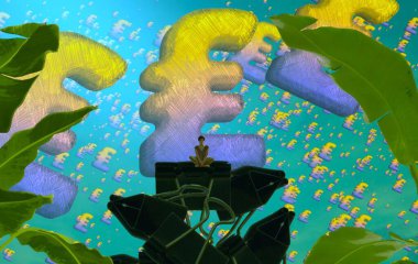 Soyut renkli arka plan, hayal gücü kavramı insan silueti.