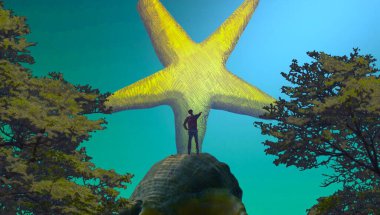 Soyut renkli arka plan, hayal gücü kavramı insan silueti.