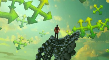 yeşil yaprakları ile genç adam