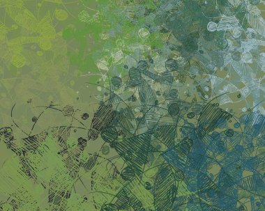 Grunge arka planı yeşil yaprakları ile