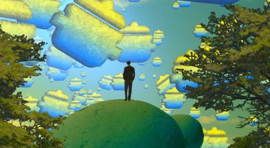 yeşil ve sarı gökyüzü