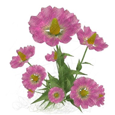 Beyaz arka planda izole dağınık grungy çiçekler