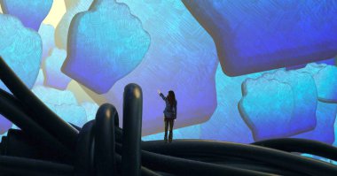 Soyut sanat dokusu. Renkli doku. Modern sanat eserleri. Renkli görüntü. Modern sanat. Çağdaş sanat.