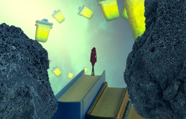 bir ağaç üzerinde oturan kadın