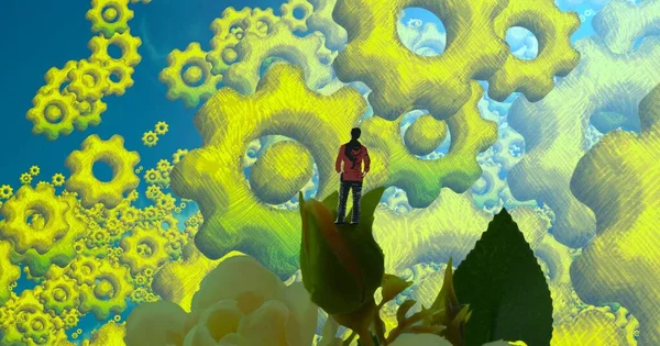 suluboya ve sarı çiçekler