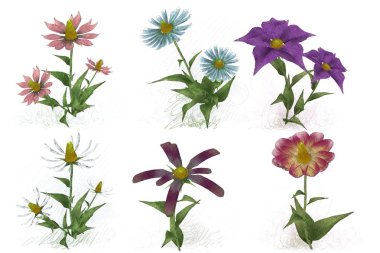 beyaz zemin üzerine suluboya çiçek