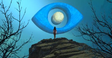 Gökyüzündeki güzel ay