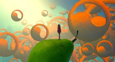 Soyut renkli arka plan, hayal gücü kavramı insan silueti.