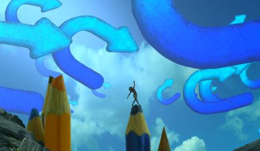 Soyut renkli arka plan, hayal gücü kavramı insan silueti.