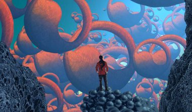 Soyut renkli arka plan, hayal gücü kavramı insan silueti.