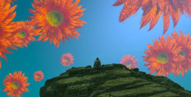 sonbahar ve kırmızı gökyüzü