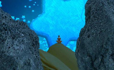 Kumsalda oturan kadın.