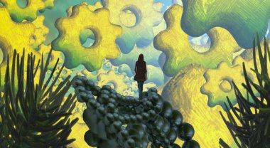 Yeşil yapraklı pürüzsüz desen